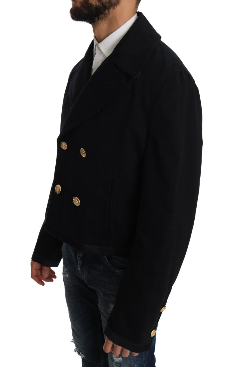 Dolce & Gabbana Elegante dunkelblaue Trenchcoat-Jacke