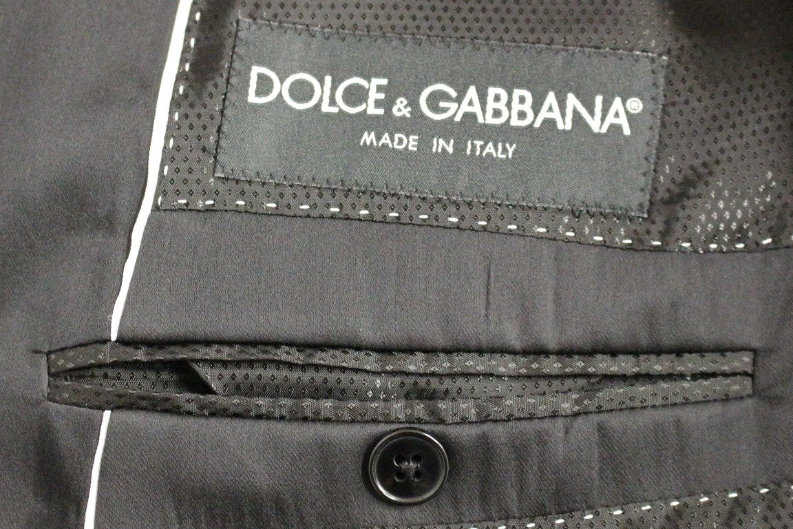 Dolce & Gabbana Eleganter schwarz gestreifter Anzug aus einer Woll-Seiden-Mischung