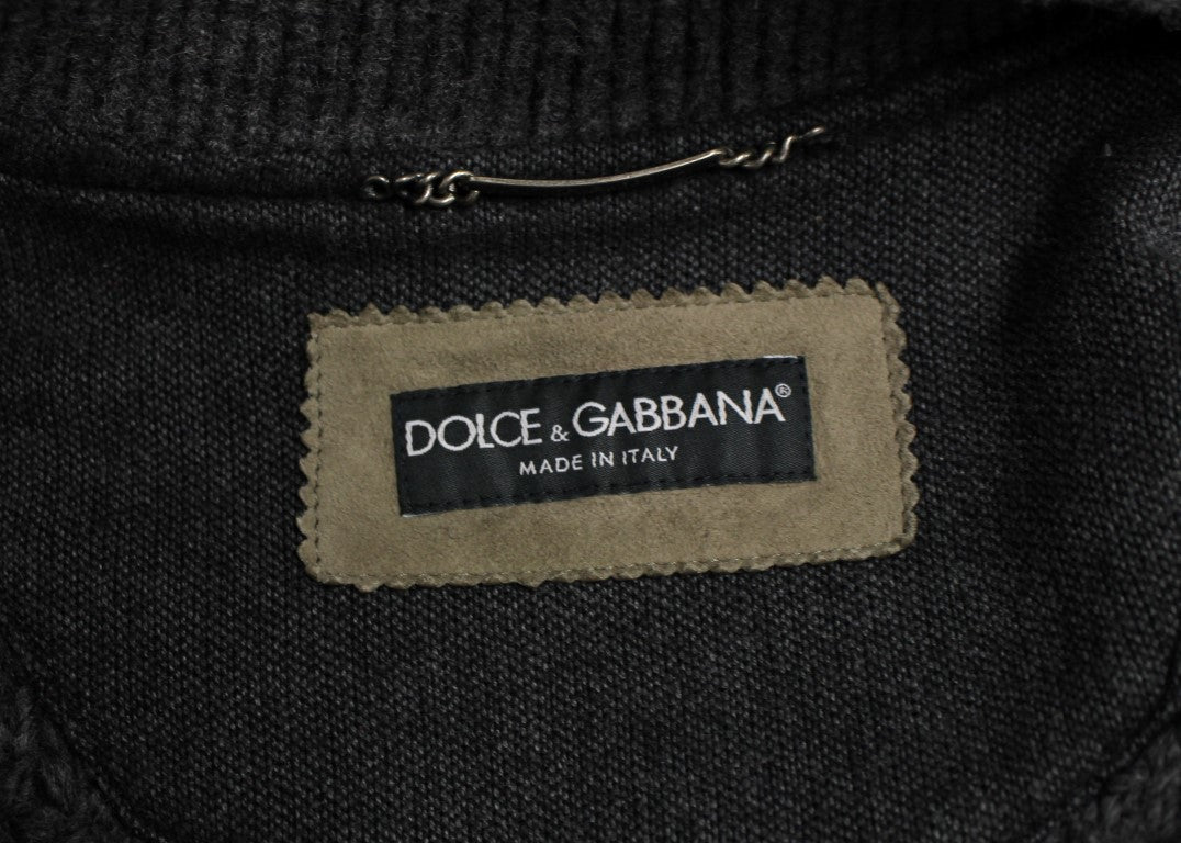 Dolce & Gabbana Elegante Jacke aus Leder und Wollmischung