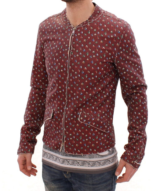 Dolce & Gabbana Exklusive Boxer Print Bordeaux Lederjacke