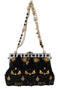 Load image into Gallery viewer, Dolce & Gabbana Schwarze Quaste Gold Barock Kristall Abend Clutch
