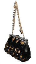 Load image into Gallery viewer, Dolce & Gabbana Schwarze Quaste Gold Barock Kristall Abend Clutch
