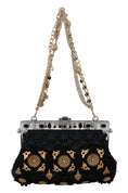 Load image into Gallery viewer, Dolce & Gabbana Schwarze Quaste Gold Barock Kristall Abend Clutch
