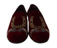 Bild in Galerie-Betrachter laden, Dolce & Gabbana Bordeaux Samt Pailletten Herren Loafers
