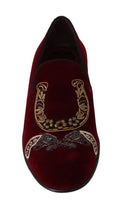 Bild in Galerie-Betrachter laden, Dolce & Gabbana Bordeaux Samt Pailletten Herren Loafers
