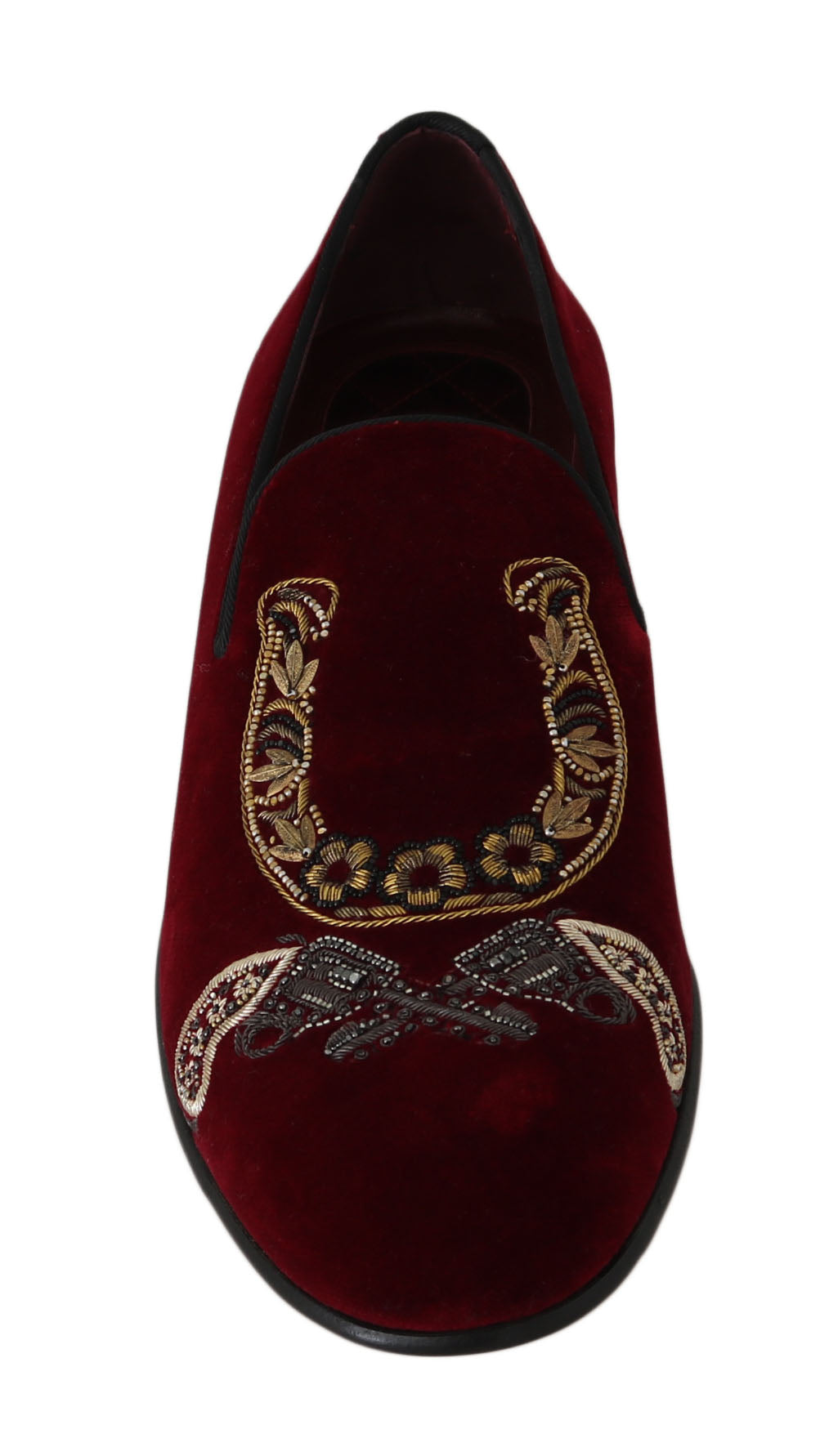 Dolce & Gabbana Bordeaux Samt Pailletten Herren Loafers