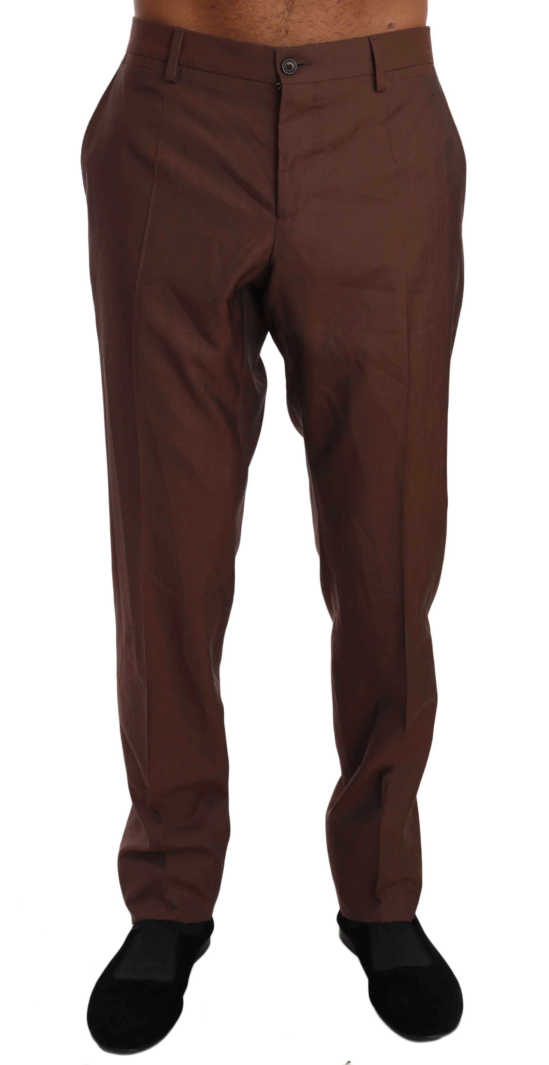 Dolce &amp; Gabbana Elegant brown wool and silk formal trousers