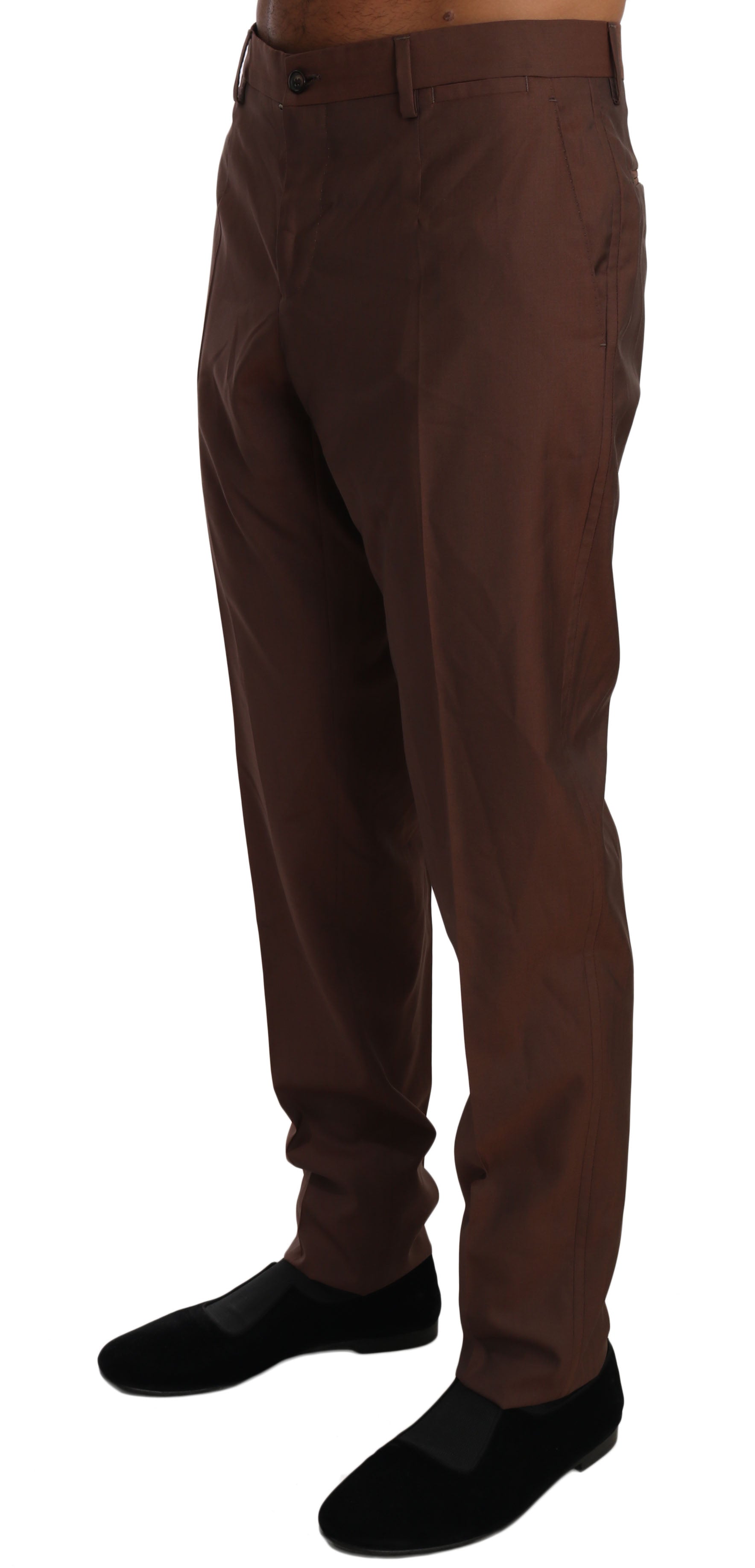 Dolce &amp; Gabbana Elegant brown wool and silk formal trousers