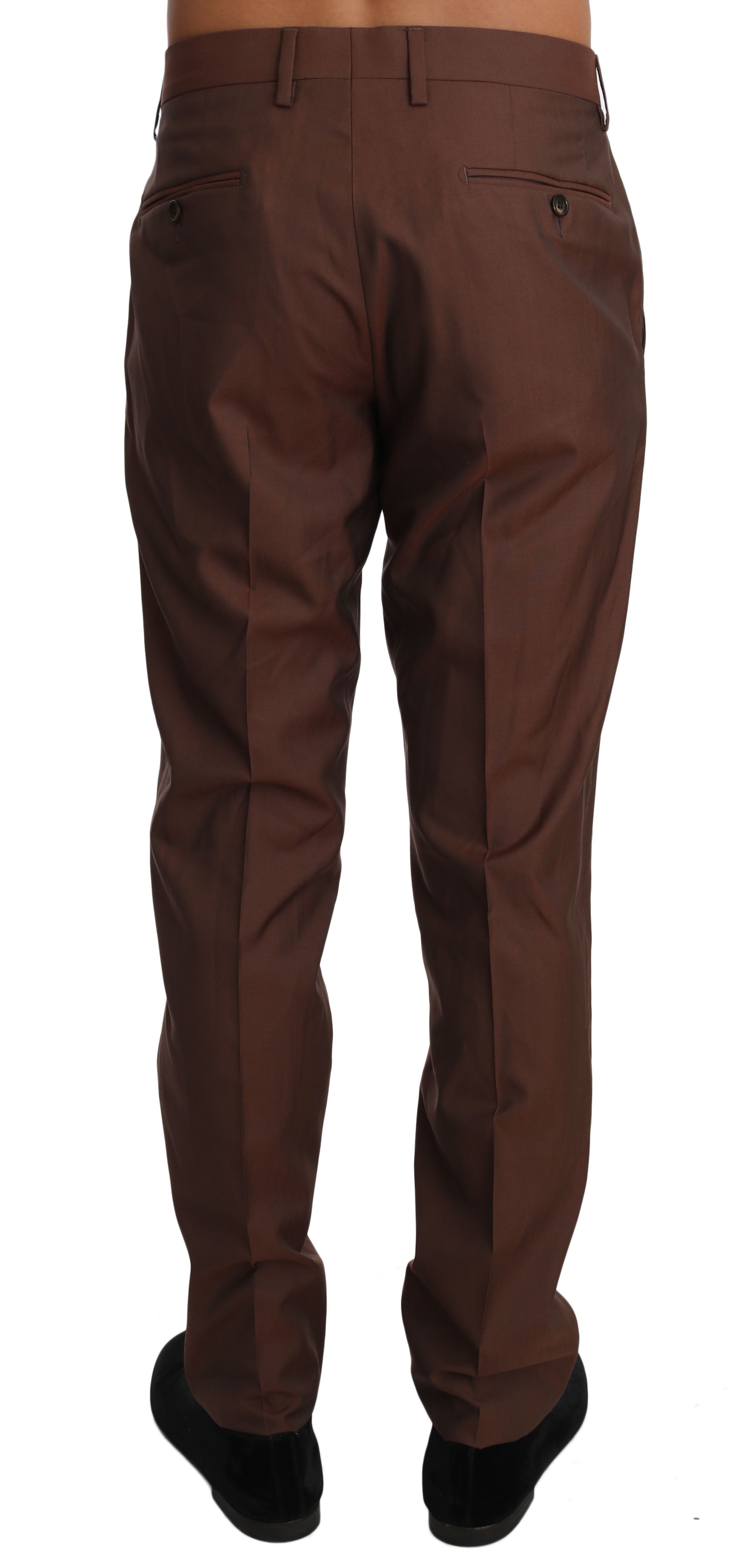 Dolce &amp; Gabbana Elegant brown wool and silk formal trousers