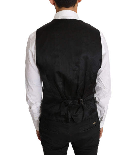 Dolce & Gabbana Elegante Slim Fit Weste aus grauer Wolle