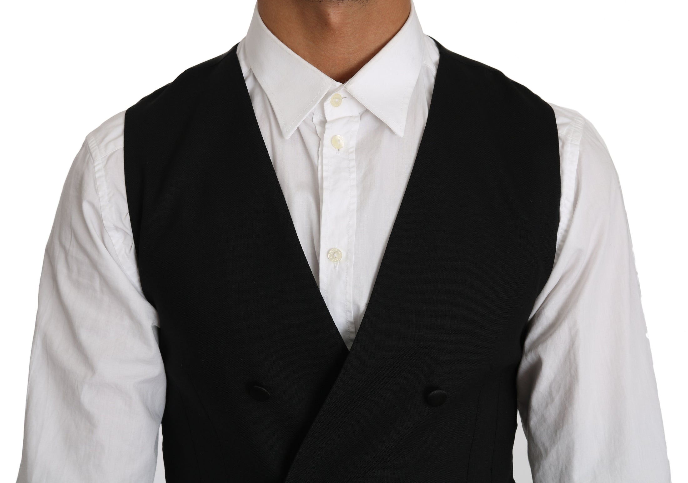 Dolce & Gabbana Elegante doppelreihige Slim Fit Wollweste