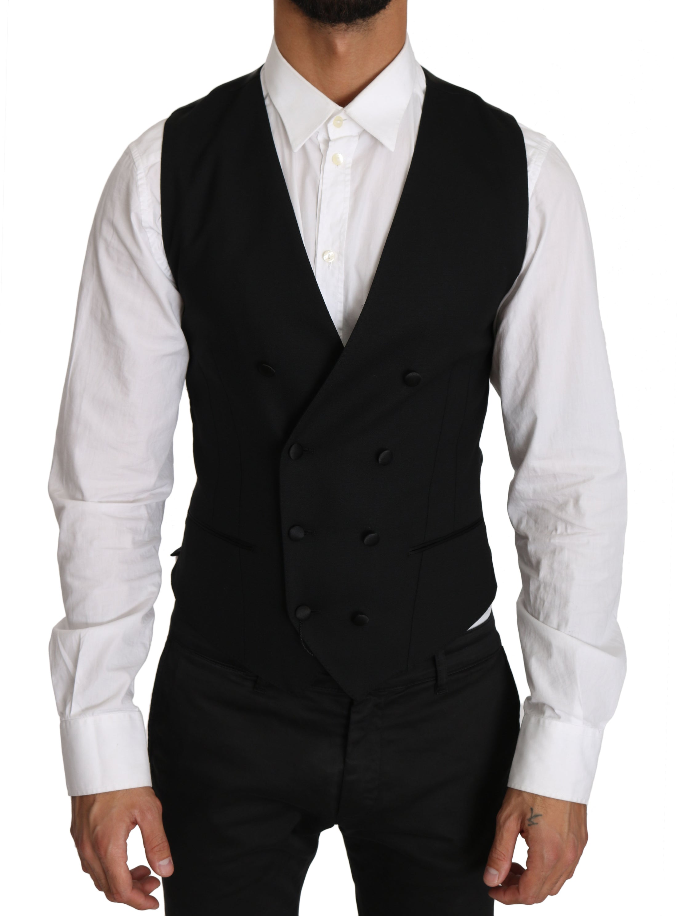 Dolce & Gabbana Elegante doppelreihige Slim Fit Wollweste