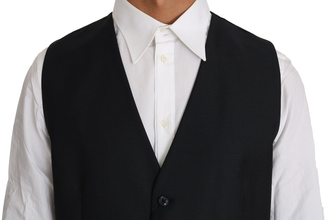 Dolce & Gabbana Elegante graue Slim-Fit-Weste aus Wolle und Seide