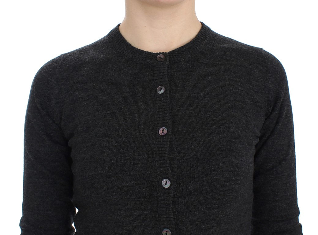 Dolce & Gabbana Eleganter grauer Woll-Cardigan-Pullover