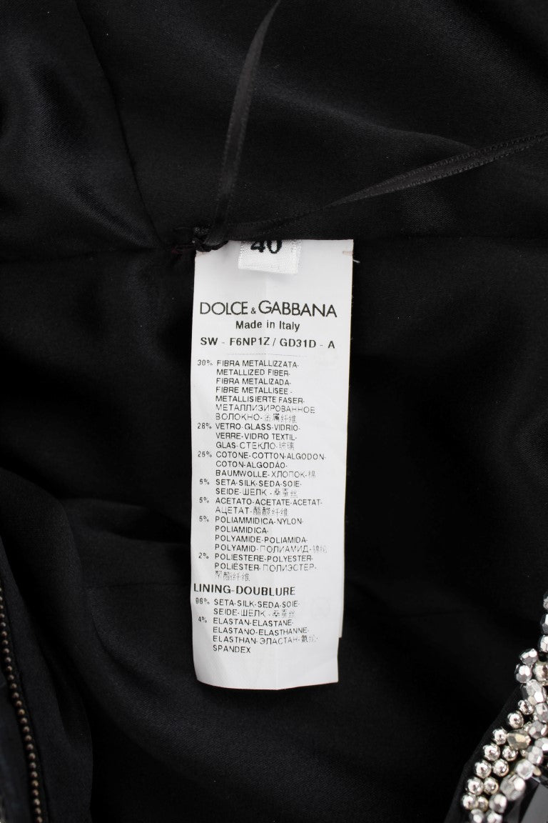 Dolce & Gabbana Silbernes kristallverziertes Etuikleid Masterpiece