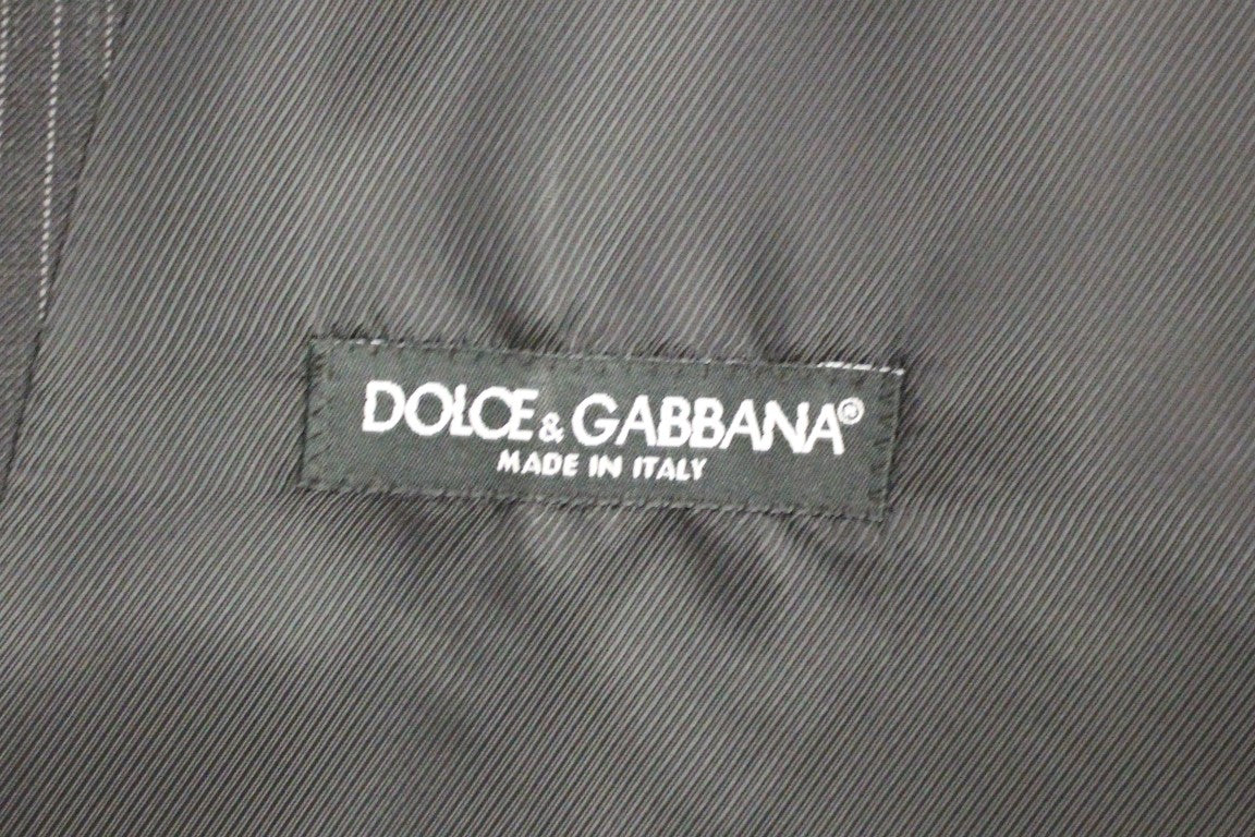 Dolce & Gabbana Elegantes graues gestreiftes Kleid Weste