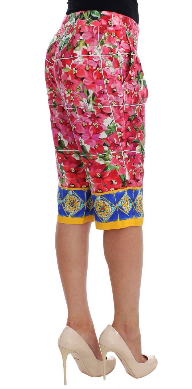 Dolce & Gabbana Multicolor Floral Silk Capri Hose