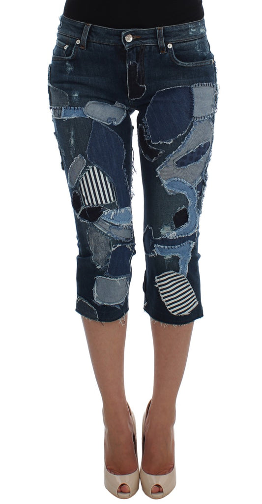 Dolce &amp; Gabbana Chic mavi patchwork denim şort