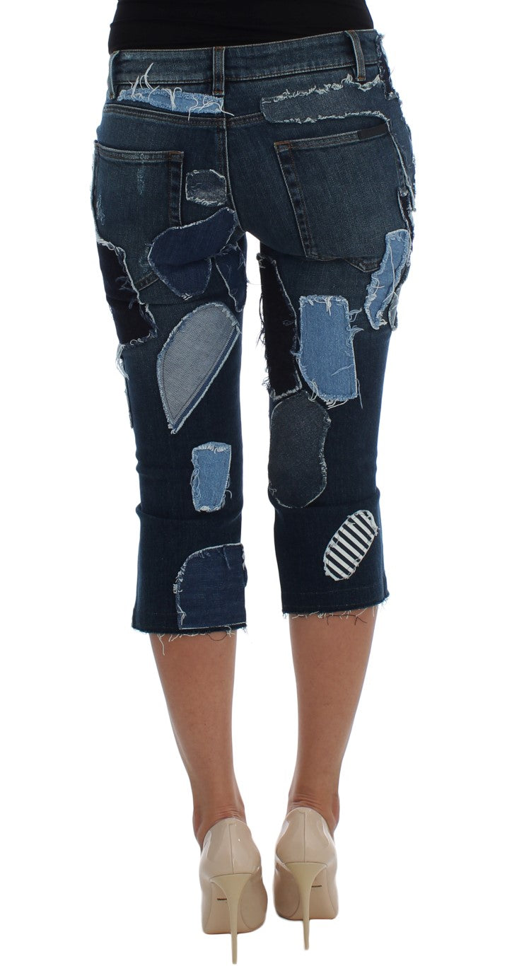 Dolce &amp; Gabbana Chic mavi patchwork denim şort