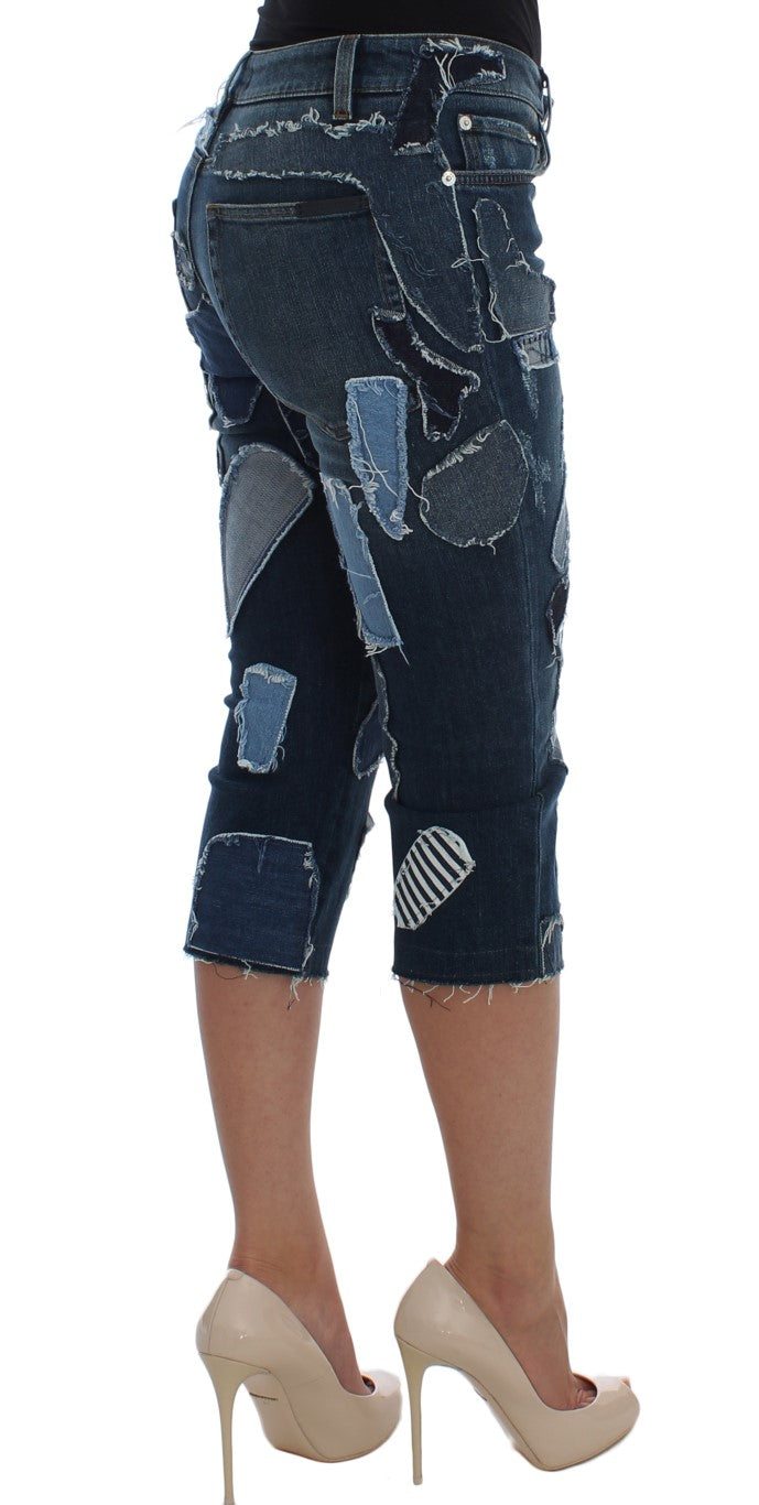 Dolce &amp; Gabbana Chic mavi patchwork denim şort