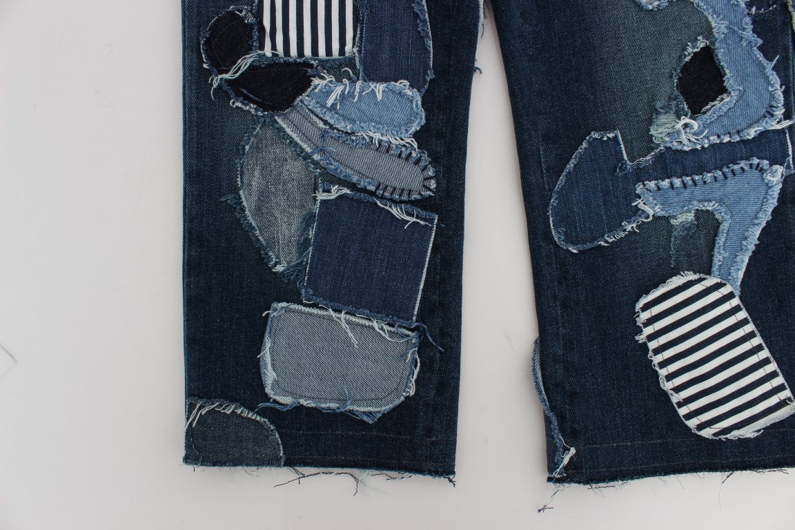 Dolce &amp; Gabbana Chic mavi patchwork denim şort