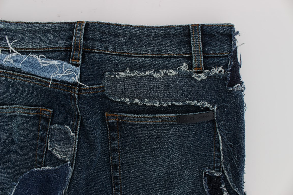 Dolce &amp; Gabbana Chic mavi patchwork denim şort