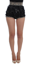 Resmi galeri görüntüleyiciye yükleyin, Dolce & Gabbana Kristallpaillettenbesetzte Seidenshorts mit hoher Taille
