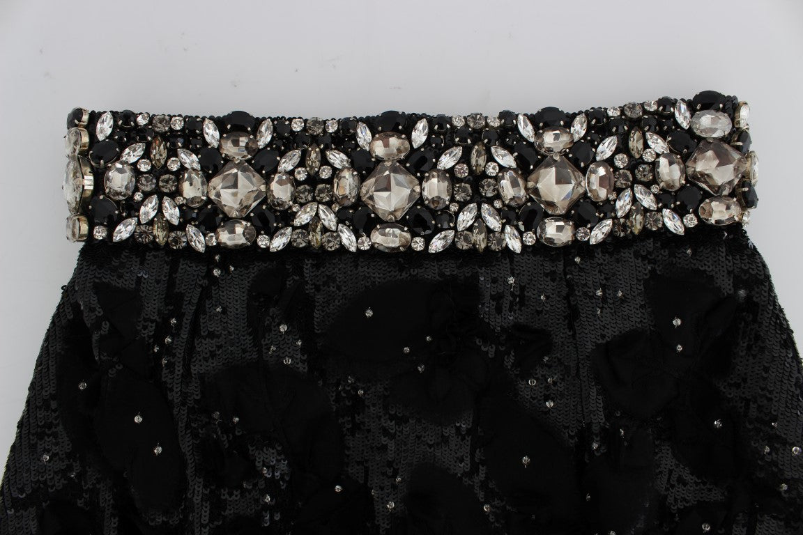 Dolce & Gabbana Kristallpaillettenbesetzte Seidenshorts mit hoher Taille