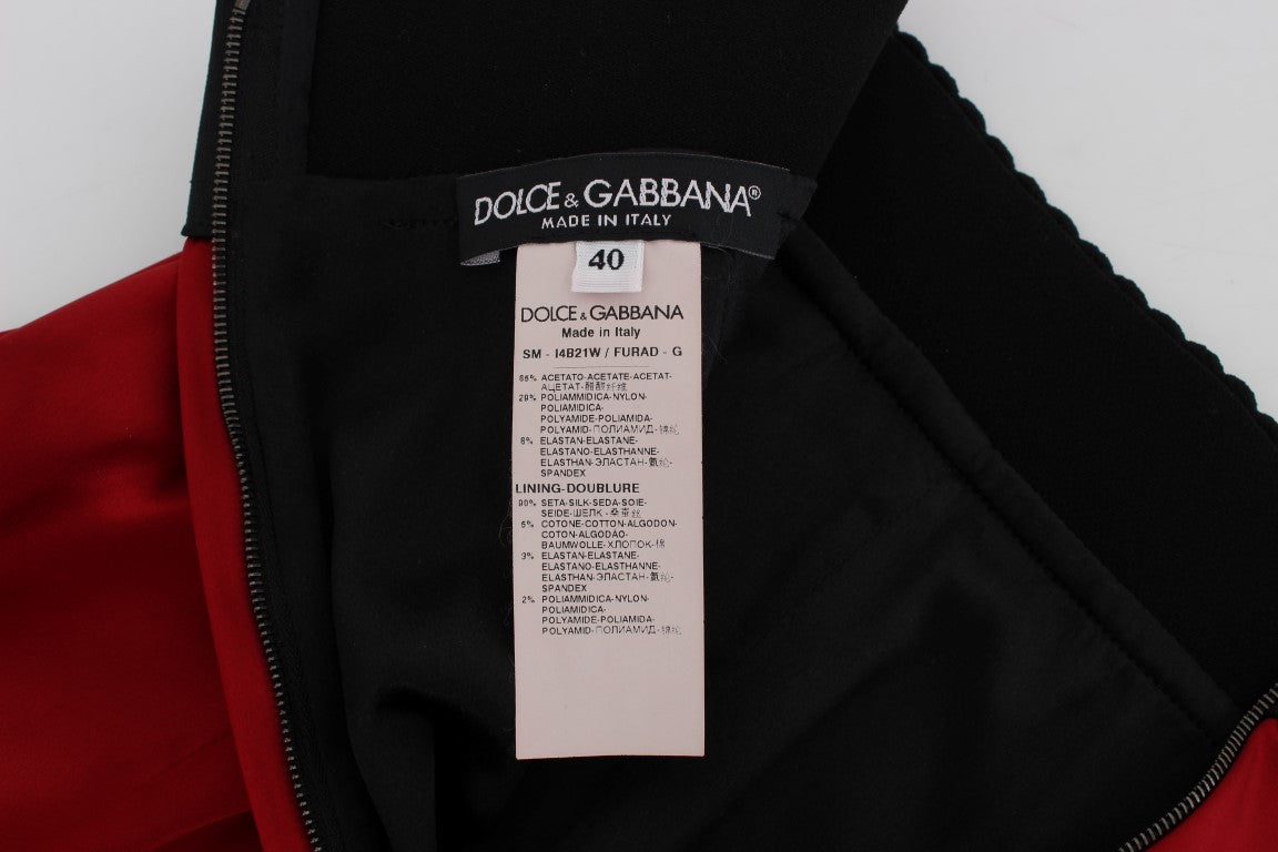 Dolce & Gabbana Eleganter roter Rock mit hoher Taille aus Spitze