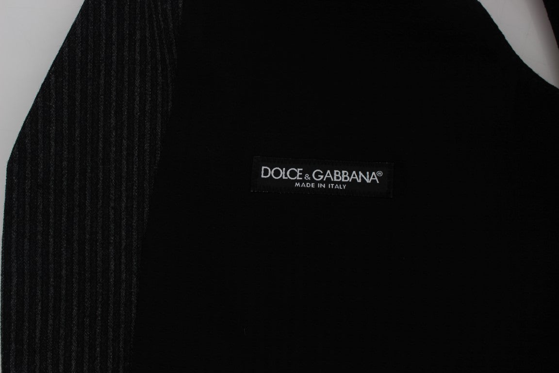 Dolce &amp; Gabbana Zarif Gri Çizgili Yün Yelek