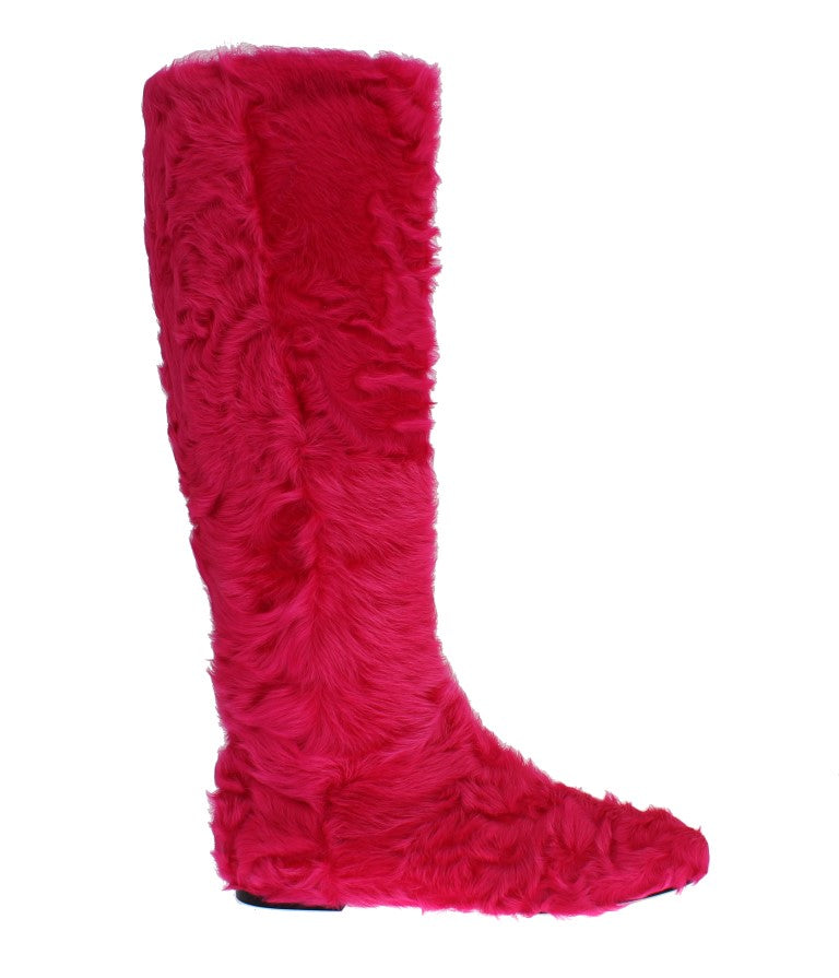 Dolce & Gabbana Elegante Stiefel aus rosa Lammfell