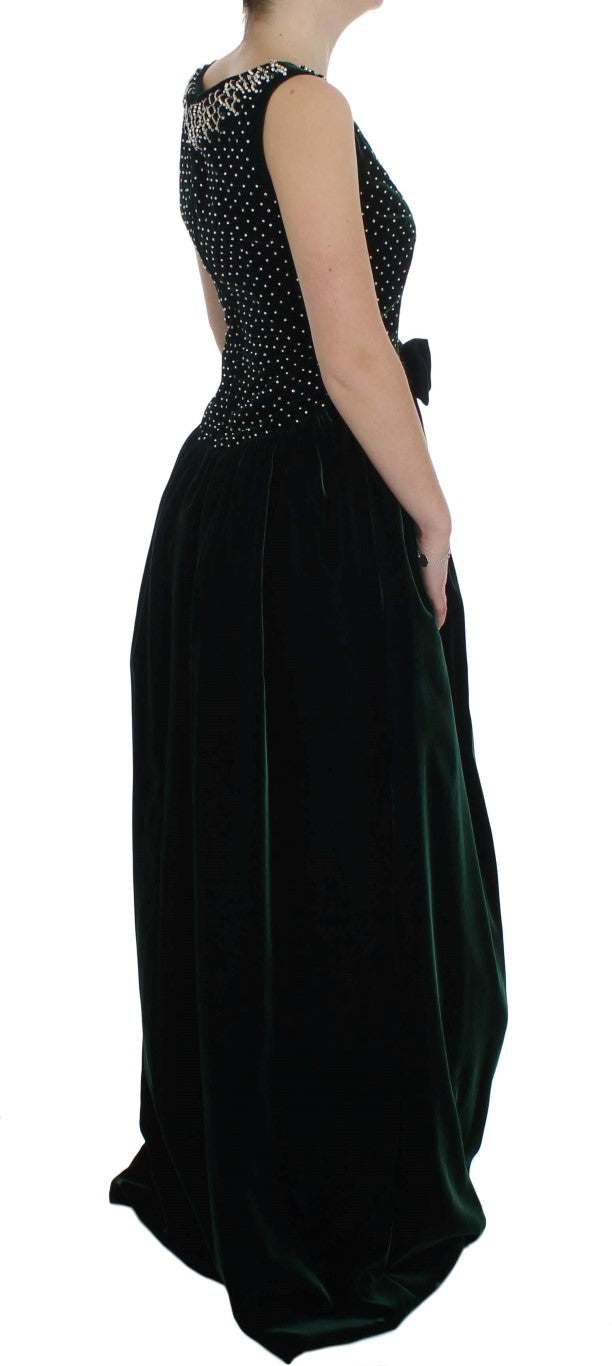 Dolce &amp; Gabbana Enchanted Emerald Velvet and Crystal Maxi Dress