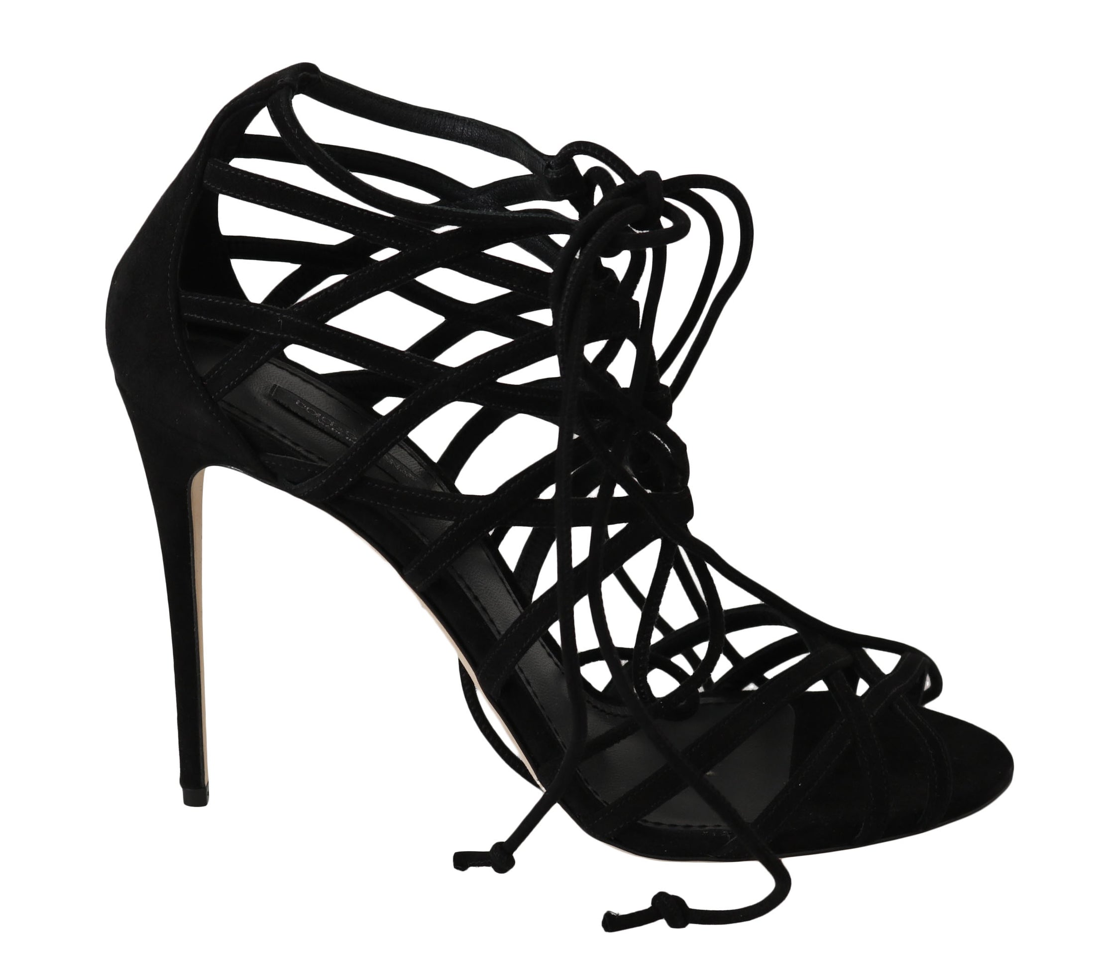 Dolce & Gabbana Elegante schwarze Wildleder-Gladiator-Stilettos