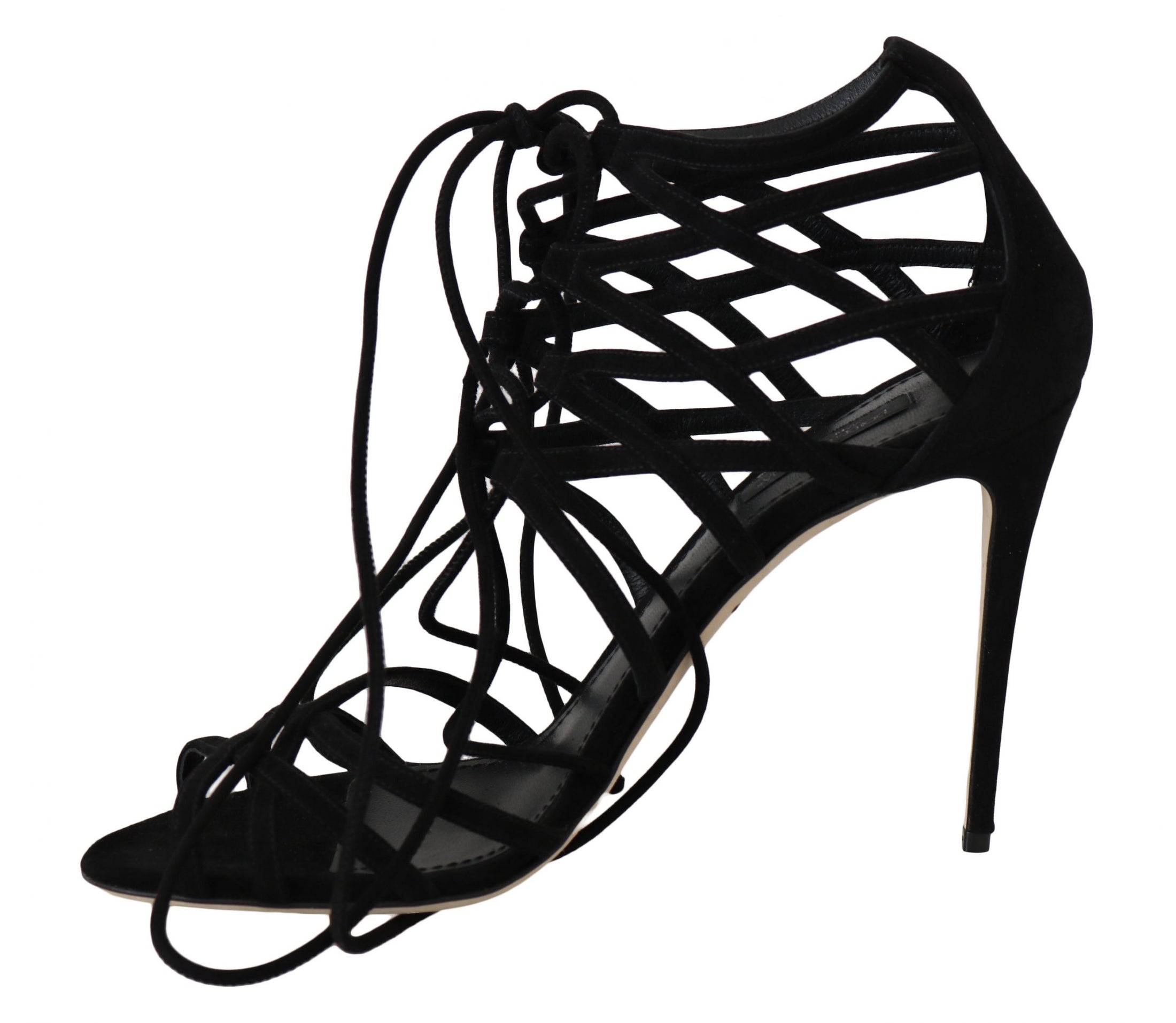 Dolce & Gabbana Elegante schwarze Wildleder-Gladiator-Stilettos