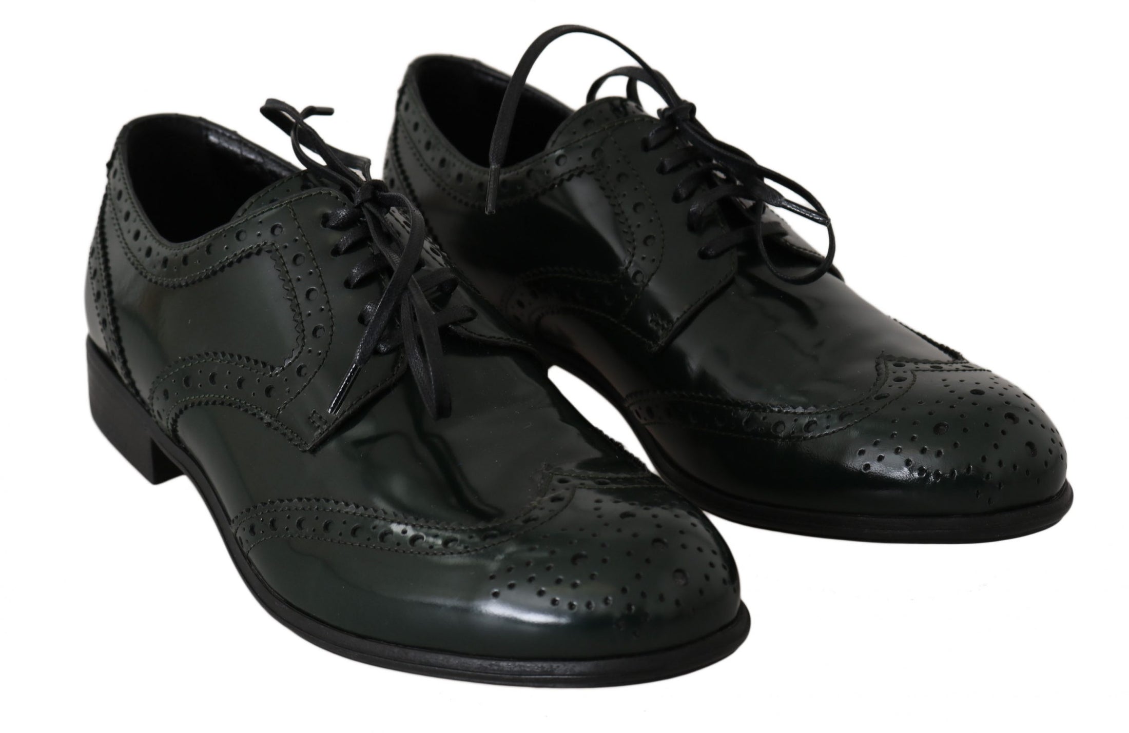 Dolce & Gabbana Elegante Grüne Brogues Oxford Wingtip Flats