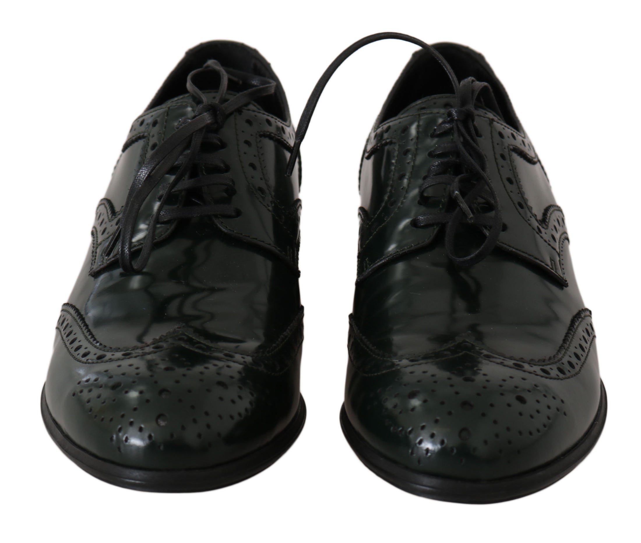 Dolce & Gabbana Elegante Grüne Brogues Oxford Wingtip Flats