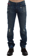 Bild in Galerie-Betrachter laden, Costume National Chic Blue Wash Painted Slim Fit Jeans
