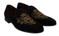 Load image into Gallery viewer, Dolce & Gabbana Elegant black loafers with gold crown embroidery
