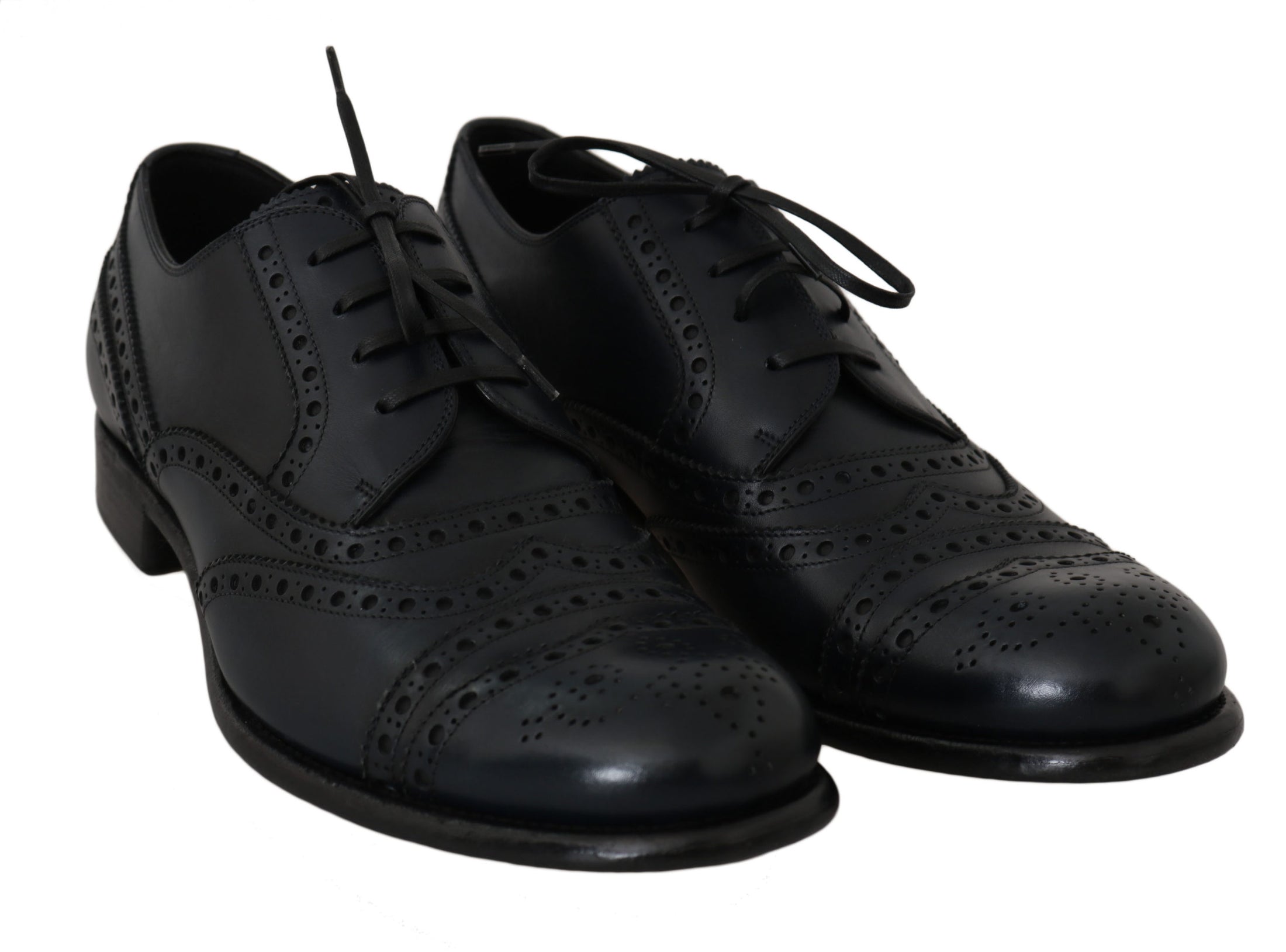 Dolce &amp; Gabbana Elegant blue leather wingtip derby shoes