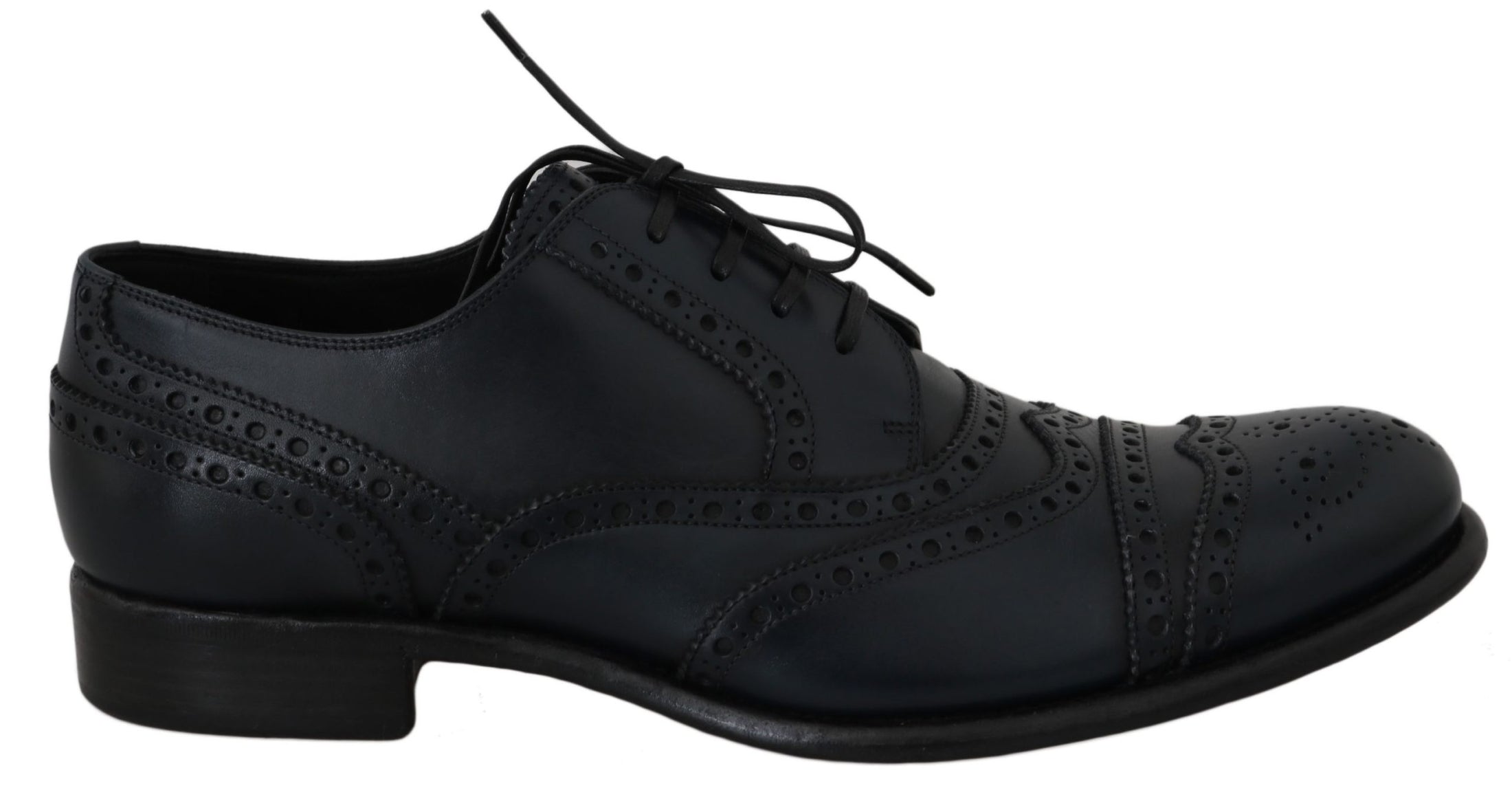 Dolce &amp; Gabbana Elegant blue leather wingtip derby shoes