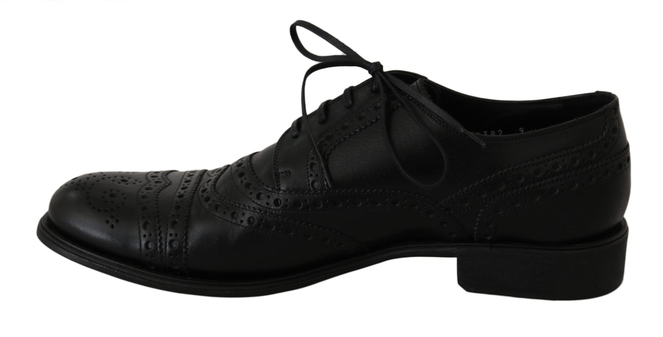 Dolce & Gabbana Elegante Schwarze Leder Derby Wingtip Dress Schuhe