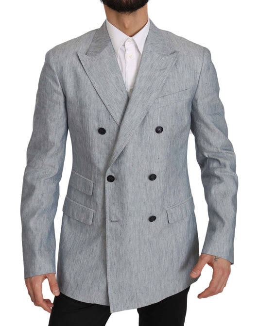 Dolce &amp; Gabbana Elegant light blue double-breasted blazer