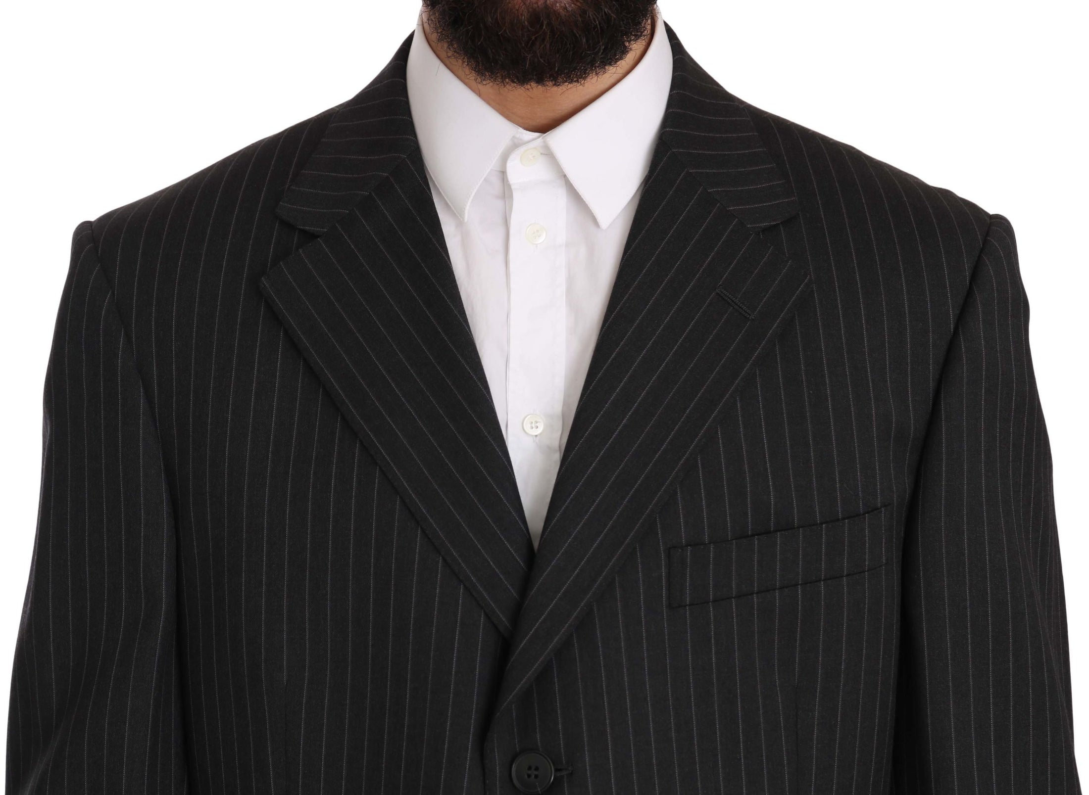 Z ZEGNA Elegant black striped wool suit