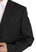 Load image into Gallery viewer, Z ZEGNA Elegant black striped wool suit
