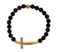 Bild in Galerie-Betrachter laden, Nialaya Chic Matte Onyx Perle & CZ Diamant Kreuz-Armband
