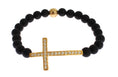 Bild in Galerie-Betrachter laden, Nialaya Chic Matte Onyx Perle & CZ Diamant Kreuz-Armband
