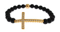 Bild in Galerie-Betrachter laden, Nialaya Chic Matte Onyx Perle & CZ Diamant Kreuz-Armband
