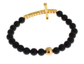 Bild in Galerie-Betrachter laden, Nialaya Chic Matte Onyx Perle & CZ Diamant Kreuz-Armband
