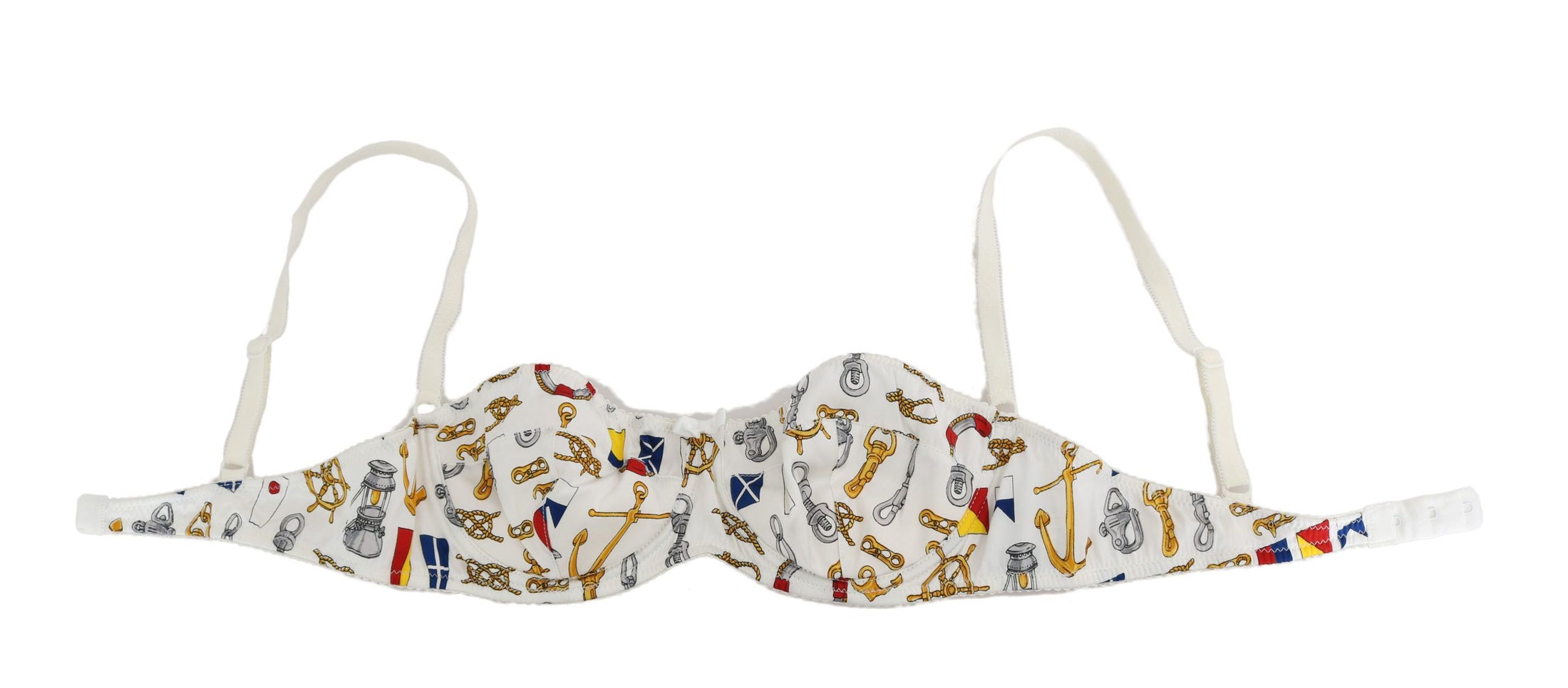 Dolce &amp; Gabbana Elegant white stretch bra with sailor print