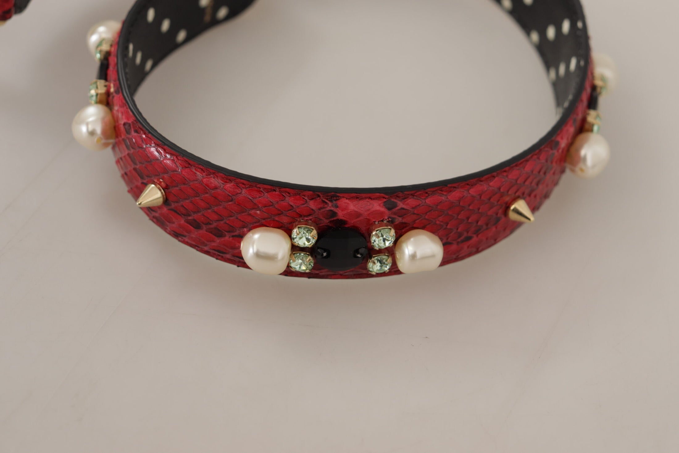 Dolce &amp; Gabbana Elegant shoulder strap made of red python leather